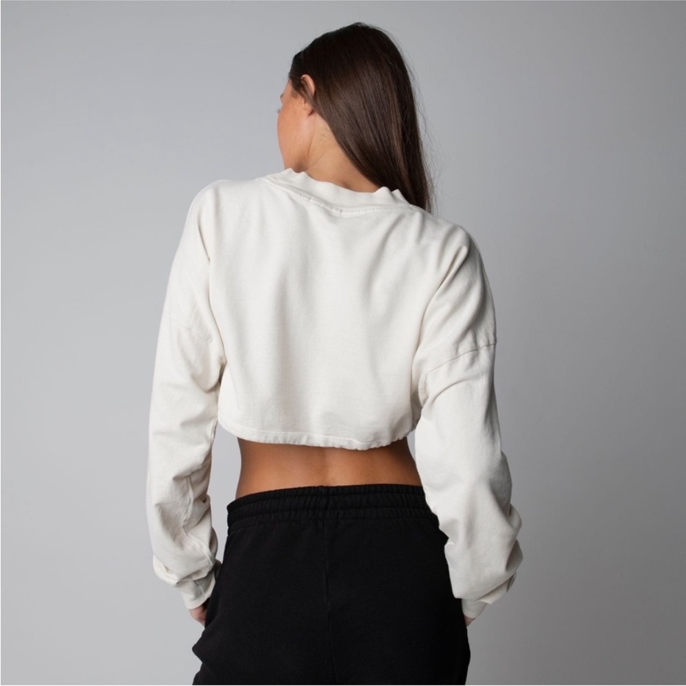 NWOT Talentless Cinch Crop Long Sleeve Tee- Bone - Picture 2 of 7